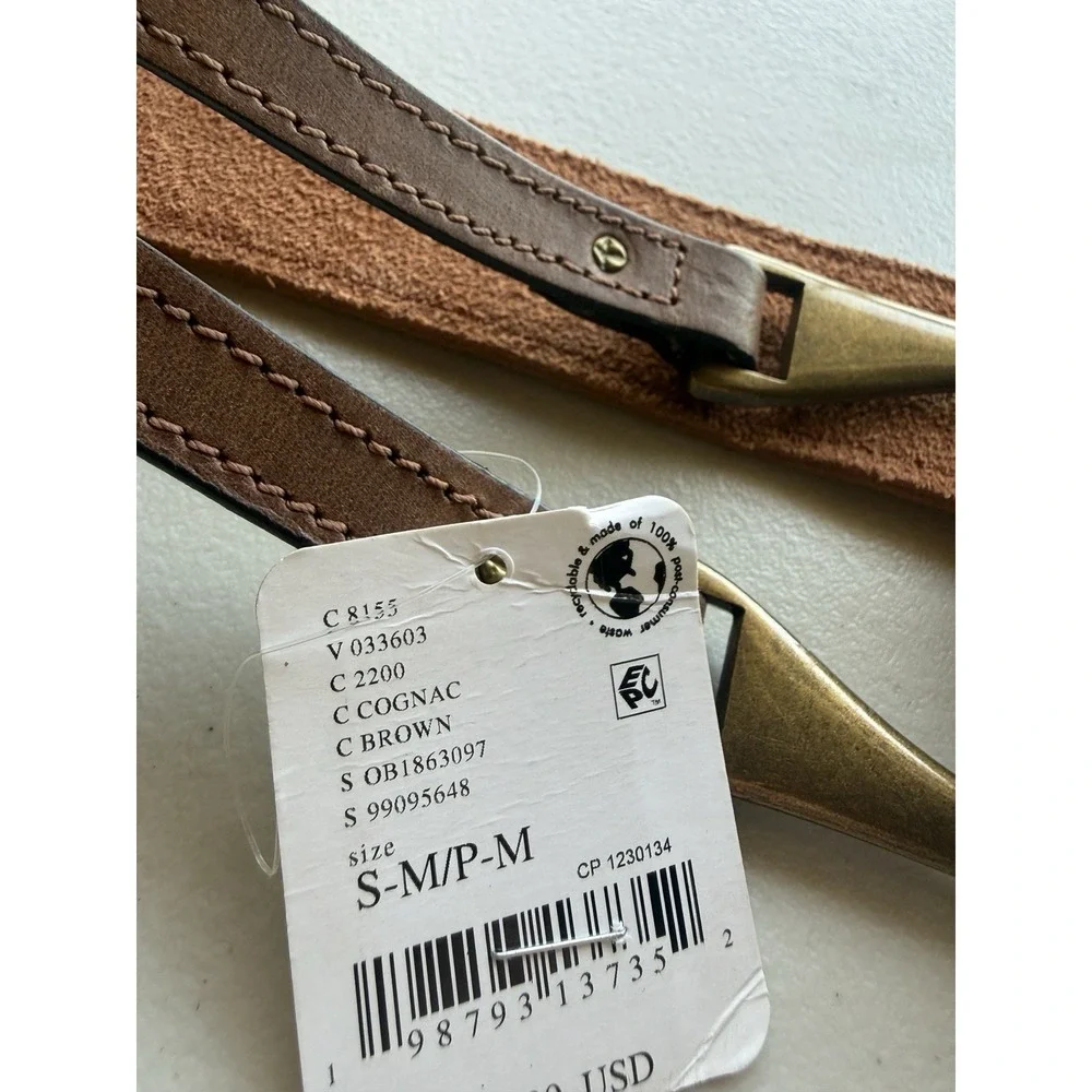 NWT Free People Leather Belt Brown Brass S/M Boho Festival
